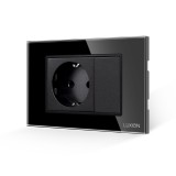 Cumpara ieftin Priza simpla cu tasta falsa si rama din sticla Luxion, standard italian, 3M