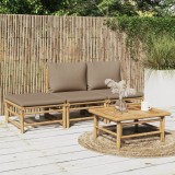 VidaXL Set mobilier de grădină cu perne gri taupe, 4 piese, bambus 3155139