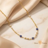 Cumpara ieftin Colier Ochi Protector Perlat , Colier placat cu 3 straturi de aur 18K Brazilia, cu stanta, 45 cm