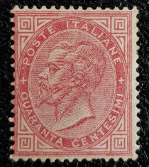 Italia Regat 1863, 40c MLH, Sassone nr. 20, Val. Cat. 4500 euro! Vezi foto! foto