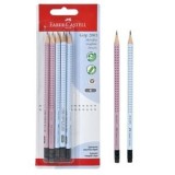 Creioane cu Radiera, Corp Triunghiular, Set 5 buc, Albastru/Roz, CMCLASS