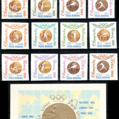 Romania 1964, LP 596 + 596 a + 597, Medalii Olimpice, seriile + colita, MNH!