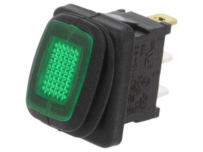 Comutator Basculant Verde ON-OFF 16A 12V IP65 LED foto