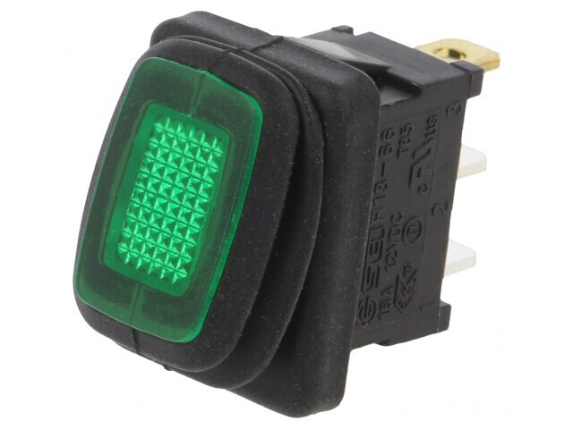 Comutator Basculant Verde ON-OFF 16A 12V IP65 LED