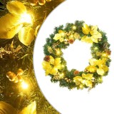 Coroana de Craciun cu lumini LED verzi, 60 cm, PVC