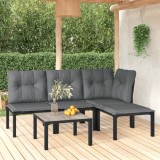 VidaXL Set mobilier de grădină, 5 piese, negru/gri, poliratan 3187744