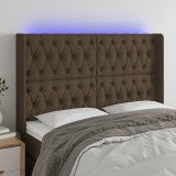 VidaXL Tăblie de pat cu LED, maro &icirc;nchis, 163x16x118/128 cm, textil