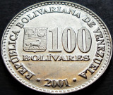 Cumpara ieftin Moneda exotica 100 BOLIVARES - VENEZUELA, anul 2001 * cod 133, America Centrala si de Sud