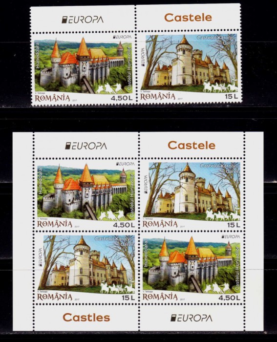 RO 2017 LP 2142+a &quot;Europa-Castele&quot; , serie colita 696 tip I, MNH