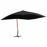 Cumpara ieftin Umbrelă suspendată cu st&acirc;lp din lemn, negru, 400 x 300 cm