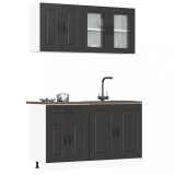 VidaXL Set dulap de bucătărie 4 piese &bdquo;Kalmar&rdquo; lemn negru prelucrat