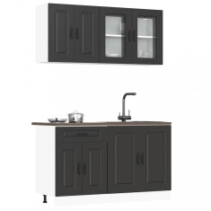 vidaXL Set dulap de bucătărie 4 piese &bdquo;Kalmar&rdquo; lemn negru prelucrat