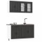 Set dulap de bucătărie 4 piese &bdquo;Kalmar&rdquo; lemn negru prelucrat