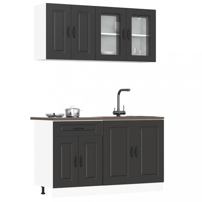 vidaXL Set dulap de bucătărie 4 piese &bdquo;Kalmar&rdquo; lemn negru prelucrat