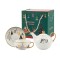 Set de ceai, flippy, tema craciun, ceainic 420 ml, cana 310 ml, farfurie, din portelan, model joy, alb
