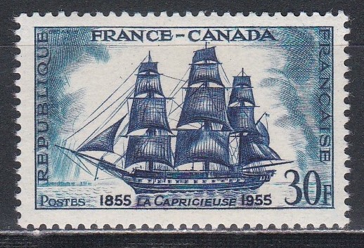 Franta 1955 - Cea de-a 100-a aniversare a expediției Corvette La Capricieuses &icirc;n Canada, MNH
