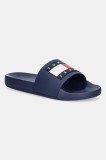 Tommy Jeans papuci FLAG POOL SLD ESS femei, culoarea negru, EN0EN02115