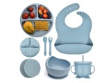 Set 6 piese din silicon fara BPA, AT PERFORMANCE&reg;, de diversificare a hranei pentru bebelusi, 6+ luni, cu Bol, Farfurie, Cana cu pai Lingurita, Furcul