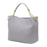 Geanta Dama Piele Naturala Matlasata Gri P111G, 31x18x27cm, Accesorii Aurii, Fabricata in Italia