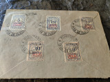 Plic filatelic circulat serie MVIR, sept. 1918, Bucuresti,Taxa de plata,5 valori