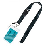 Ecuson Legitimatie, Model Snur Detasabil, Culoare Negru Marble, Dimensiune 9x6cm, Lungime Snur 55cm