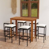 Set mobilier bar de grădină, cu perne, 7 piese, negru