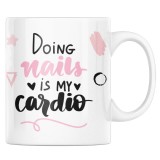 Cana alba personalizata &quot;Doing nails is my cardio&quot;, INOVATIX&reg;. 330ml