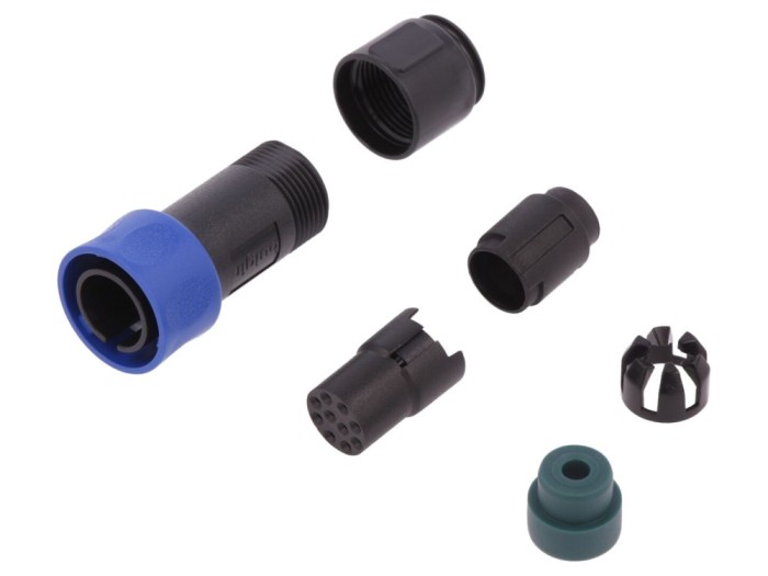 Conector circular mamă 10 pini pe cablu