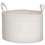 HOMCOM Coș pentru Rufe de 88L, Portabil și Pliabil cu M&acirc;nere, Coș de Rufe din Bumbac Natural, &Oslash;56x35,5 cm, Alb Crem | Aosom Romania