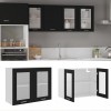 vidaXL Dulap Sticlă Suspendat Lyon Negru 80x31x60 cm, Mobilier Bucătărie, Rafturi, Depozitare, Lemn Prelucrat