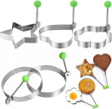 Set de 5 inele pentru oua/clatite Sinzau, otel inoxidabil, argintiu/verde, 9,5-10,5 cm