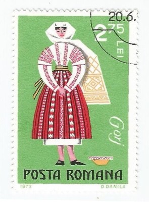 Romania, LP 820/1973, Costume populare, eroare 1, obl. foto