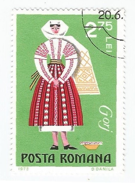 Romania, LP 820/1973, Costume populare, eroare 1, obl.