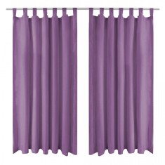 Draperii micro-satin cu bride, 2 buc, 140 x 225 cm, violet foto