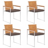 vidaXL Scaune de grădină cu perne, 4 buc., lemn masiv de acacia 3078493