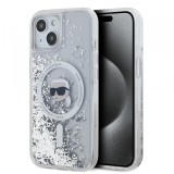 Husa MagSafe pentru Apple iPhone 15, Karl Lagerfeld, Liquid Glitter Karl&#039;s Head, Transparenta