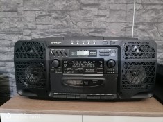 Dublu radio casetofon portabil SHARP WQ CH800 (12V auto camping)