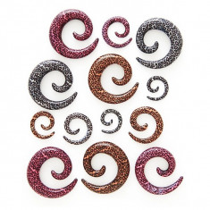 Expander pentru ureche – spirală, model leopard - Lățime: 8 mm, Culoare: Roz