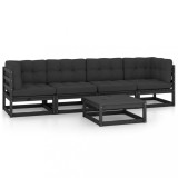 Set mobilier gradina cu perne, 5 piese, lemn masiv pin