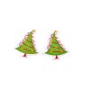 Set 10 nasturi decorativi din lemn, imprimeu bradut, Crisalida