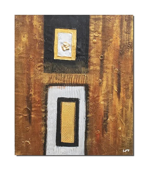 Tablou abstract pictat manual, Compozitie abstracta 11, 60x50cm ulei pe panza in relief efect 3D, gata de agatat pe perete