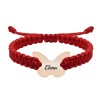 Bratara personalizata snur impletit fluturas si nume gravat din argint 925 placat cu aur roz