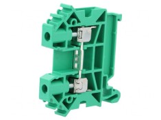 Conector Verde pentru Șine 0,5-6mm2, 1 Pistă, 2 Borne, TS35