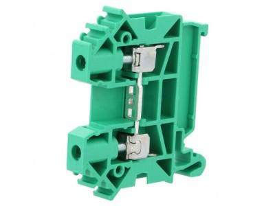 Conector Verde pentru Șine 0,5-6mm2, 1 Pistă, 2 Borne, TS35 foto