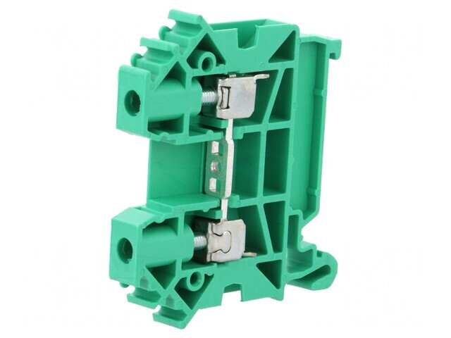 Conector Verde pentru Șine 0,5-6mm2, 1 Pistă, 2 Borne, TS35