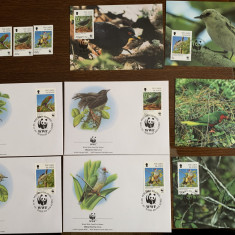 pitcairn - pasari - serie 4 timbre MNH, 4 FDC, 4 maxime, fauna wwf