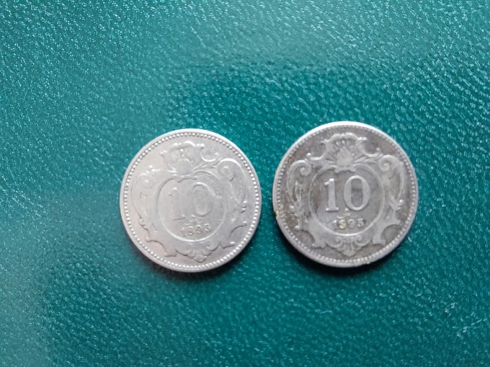 Monede 10 heller 1895 Austria,doua bucati.