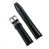 Curea Ceas Eichmuller - Piele Naturala Neagra Cusatura Alba 20mm 22mm 24mm - WZ2291, Time Veranda