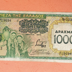 1000 Drahme 1939 Bancnota veche Grecia