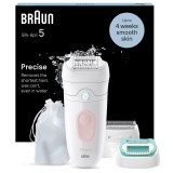 Epilator Braun Silk-&eacute;pil 5 5-050 Wet &amp;amp; Dry, MicroGrip, Smart Light, 28 de pensete, 2 viteze, Cap de ras + Pieptene, Cap pentru incepatori, Saculet